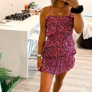 NWOT 4SI3NNA Floral Ruffle Tiered Mini Dress